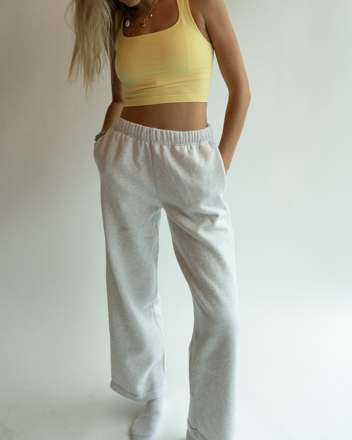 Just Lounging Wide Leg - Heather White