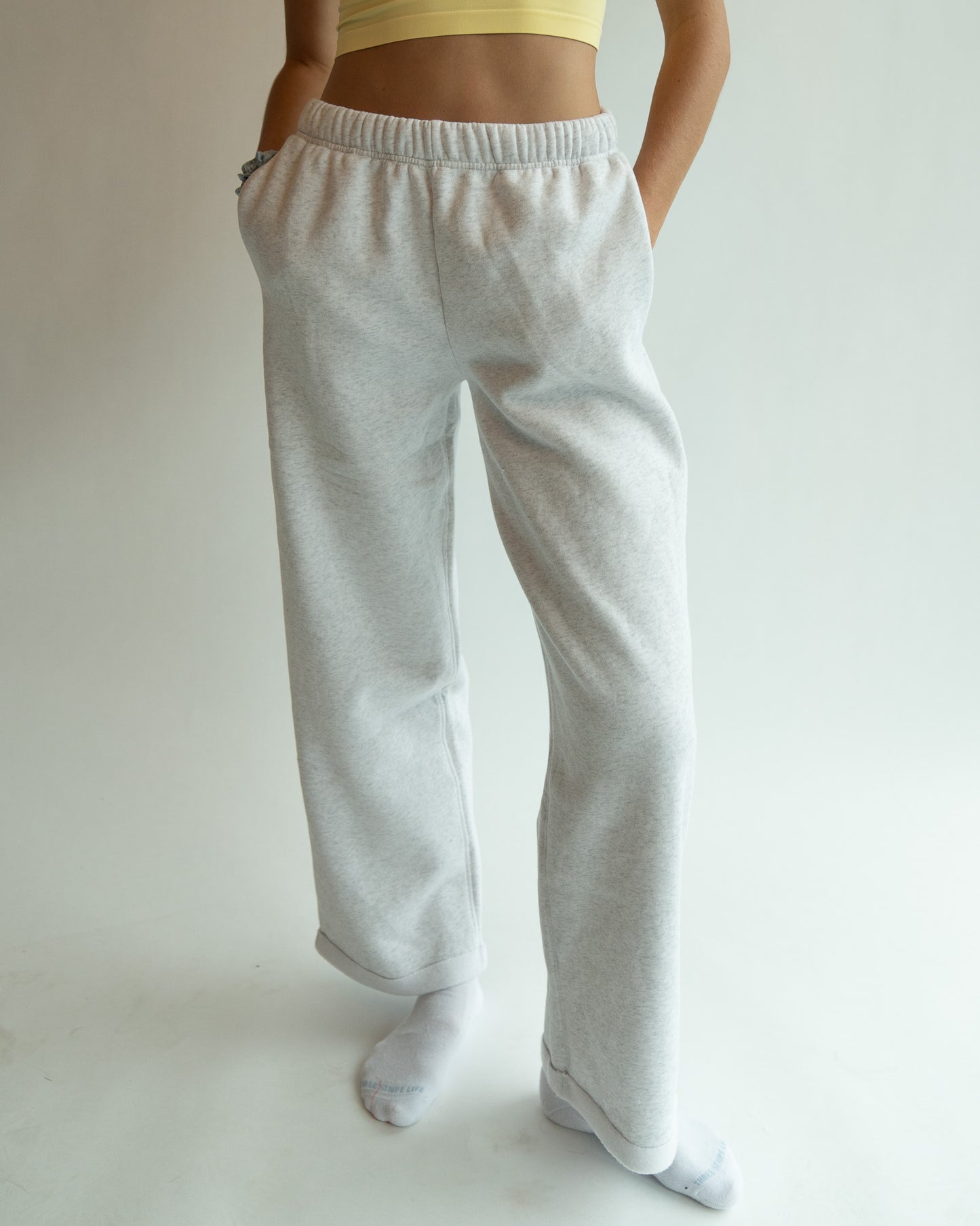 Just Lounging Wide Leg - Heather White