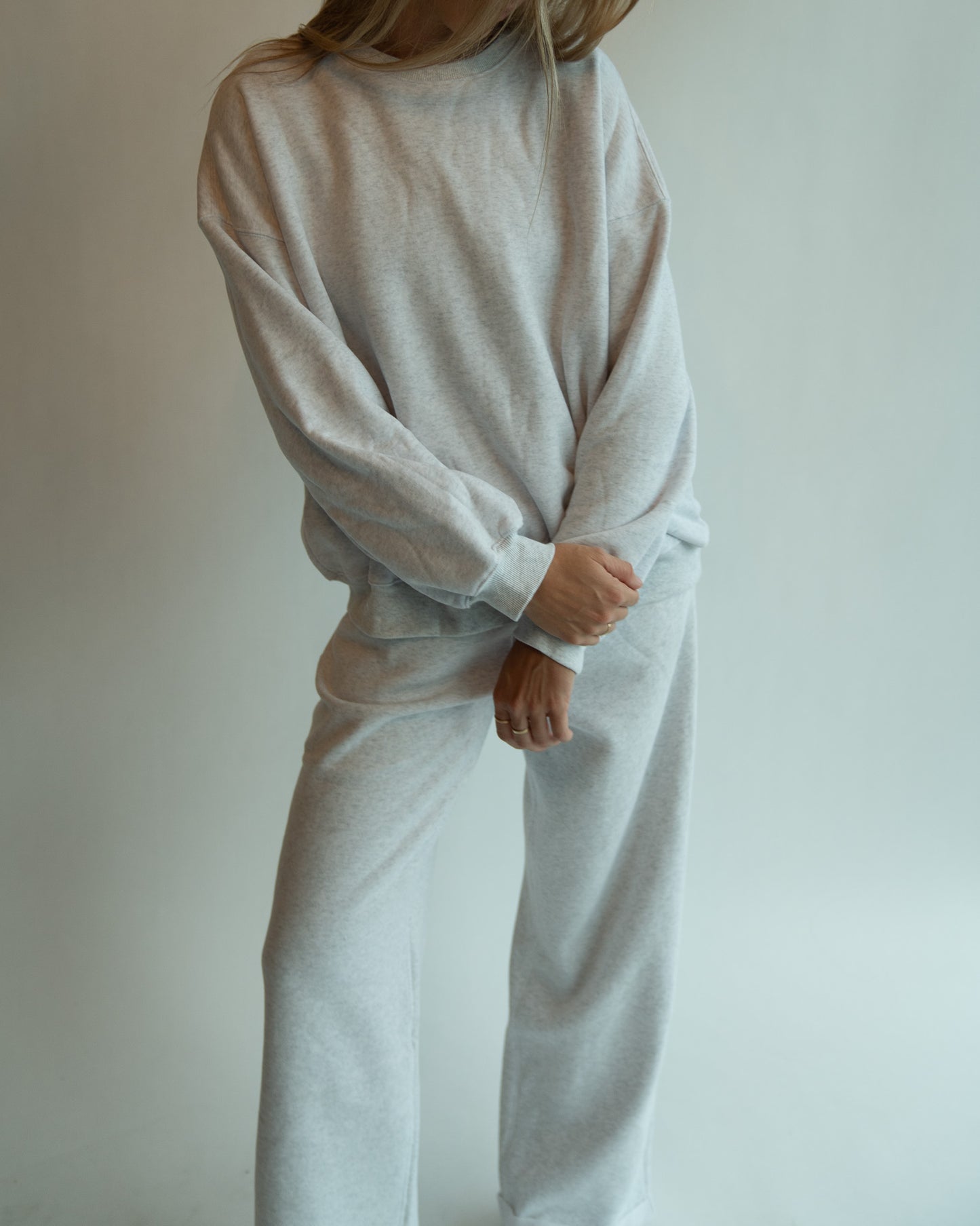 Just Lounging Crewneck - Heather White