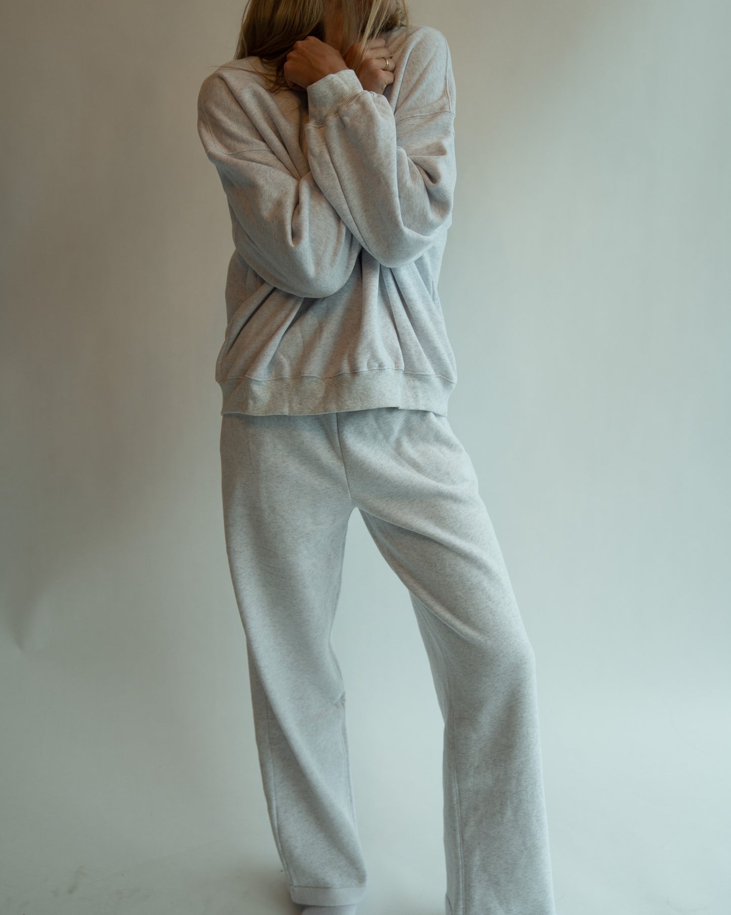Just Lounging Crewneck - Heather White