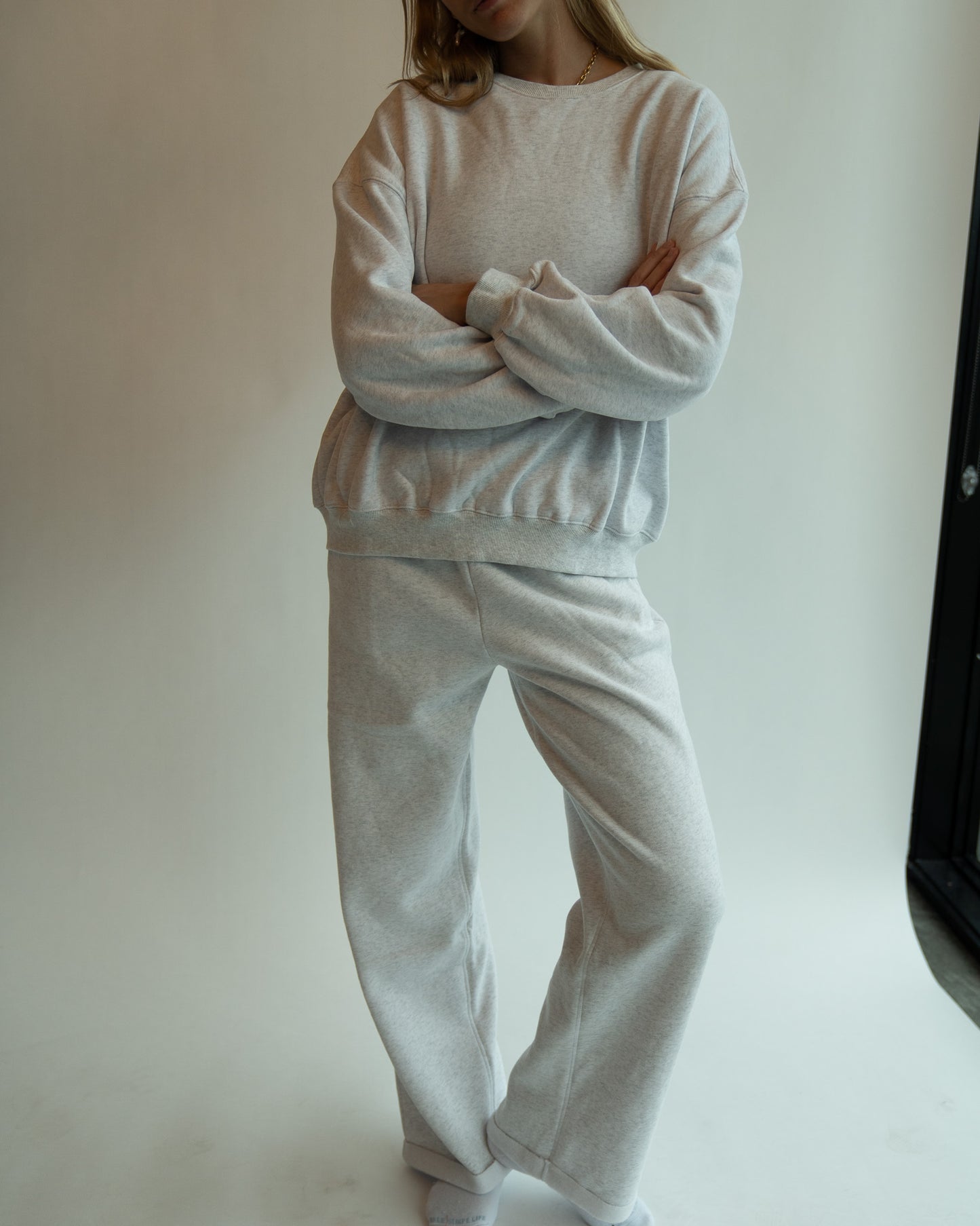 Just Lounging Crewneck - Heather White
