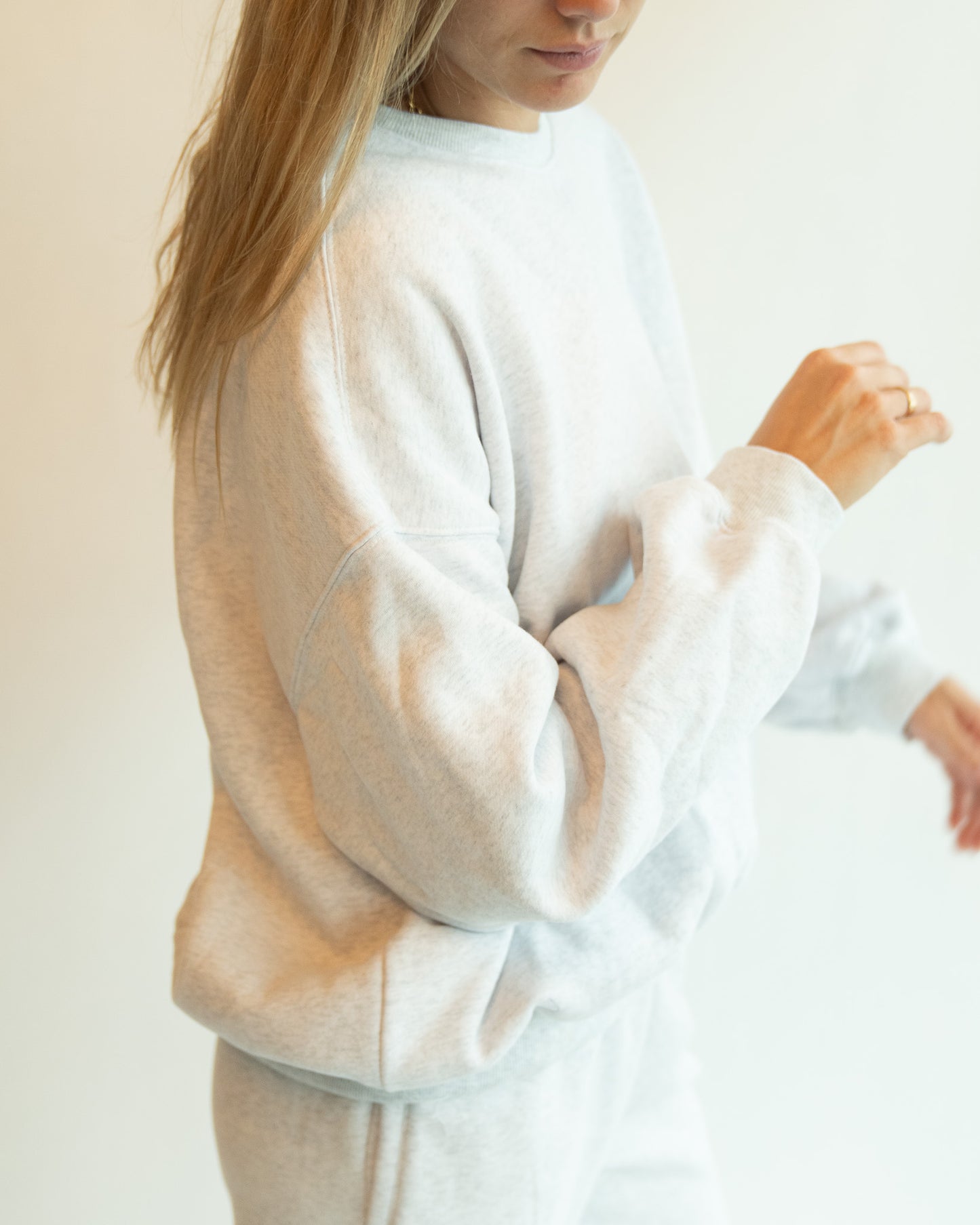 Just Lounging Crewneck - Heather White