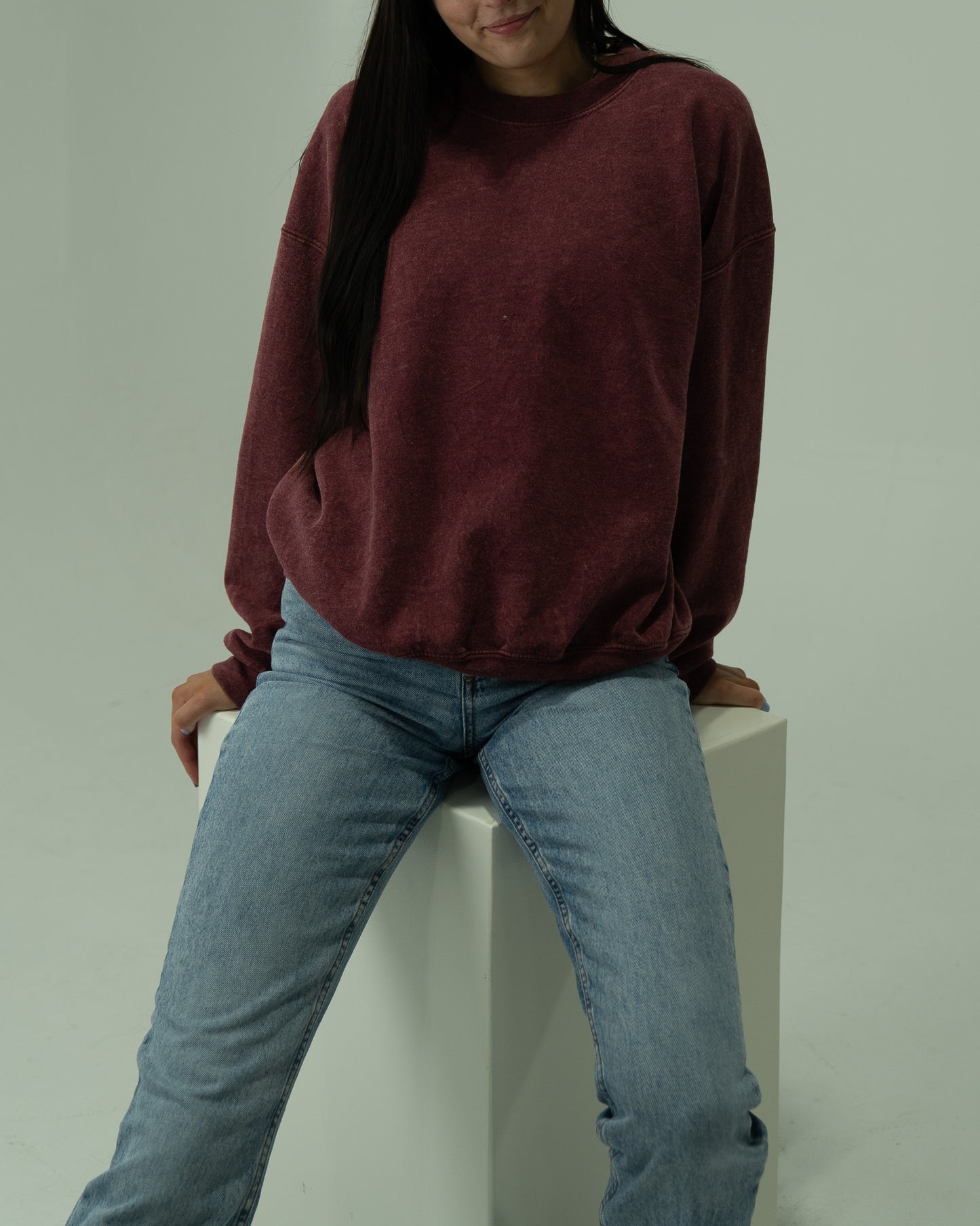 Recycled Washed Crew - Maroon