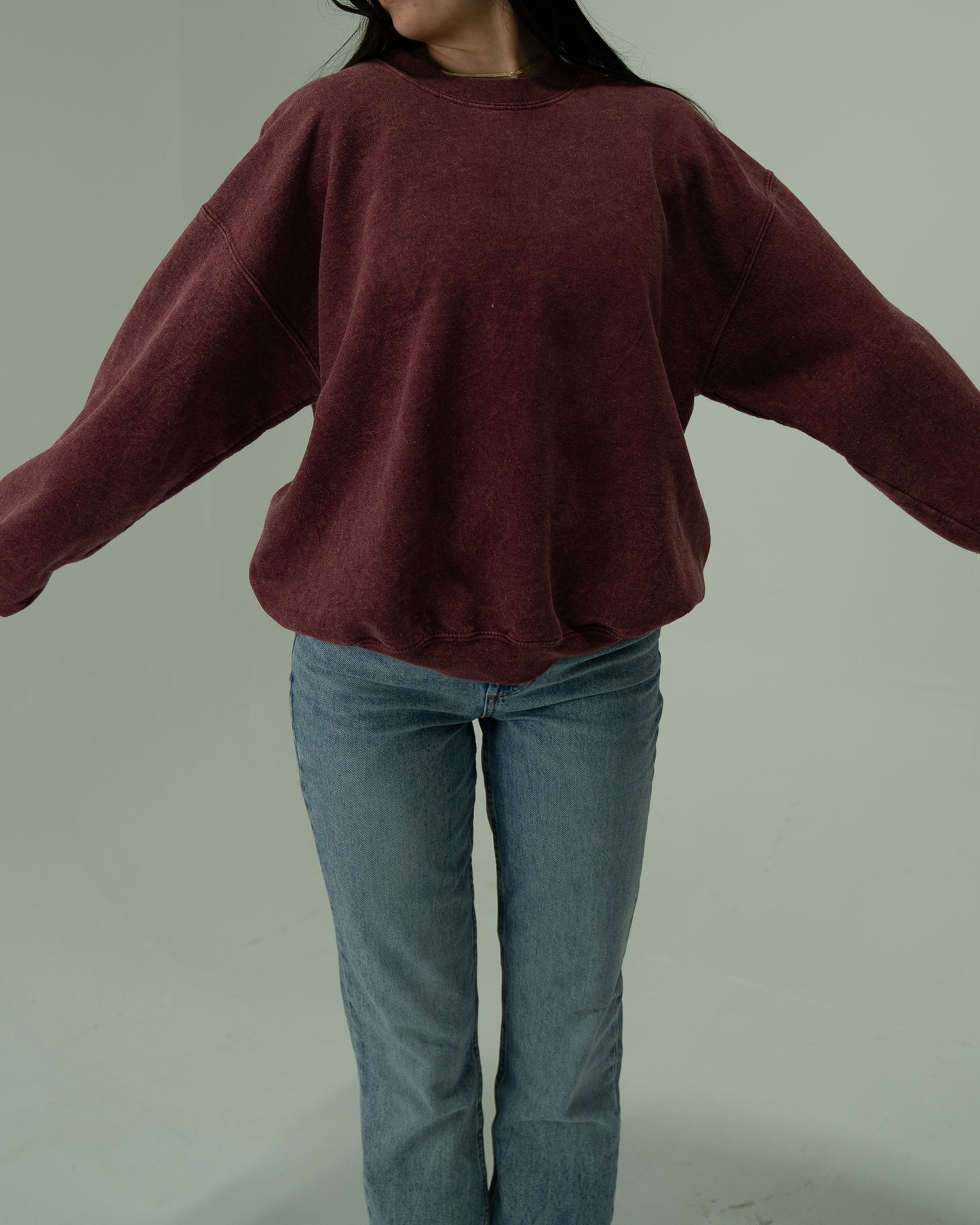 Recycled Washed Crew - Maroon