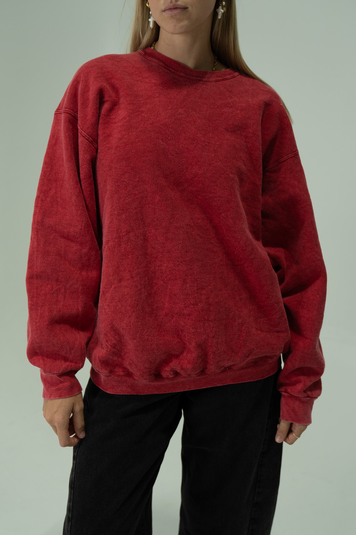 Recycled Washed Crew - Crimson