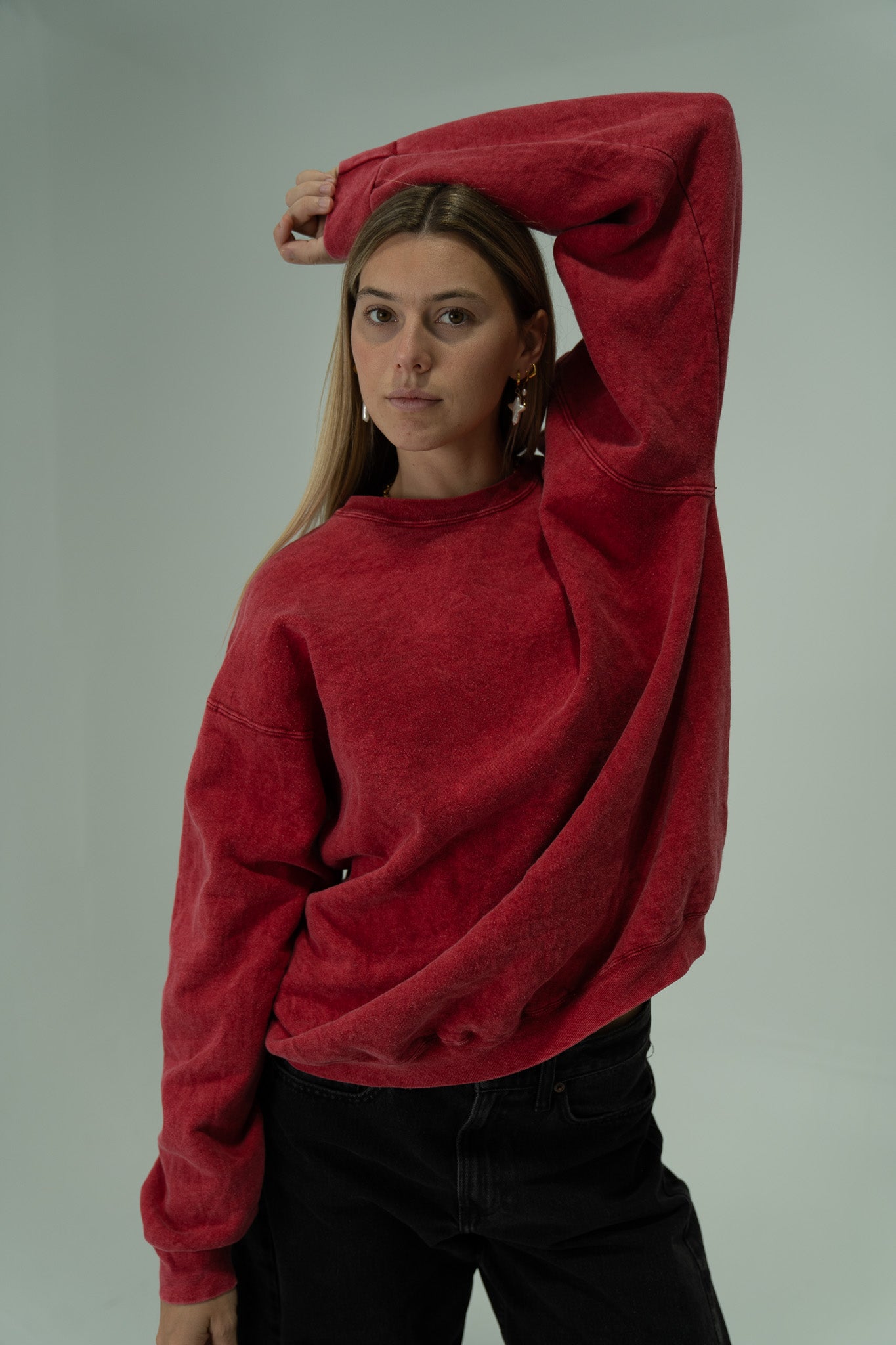 Recycled Washed Crew - Crimson