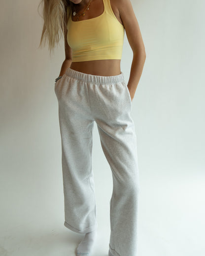 Just Lounging Wide Leg - Heather White