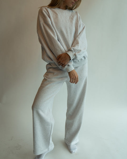 Just Lounging Crewneck - Heather White