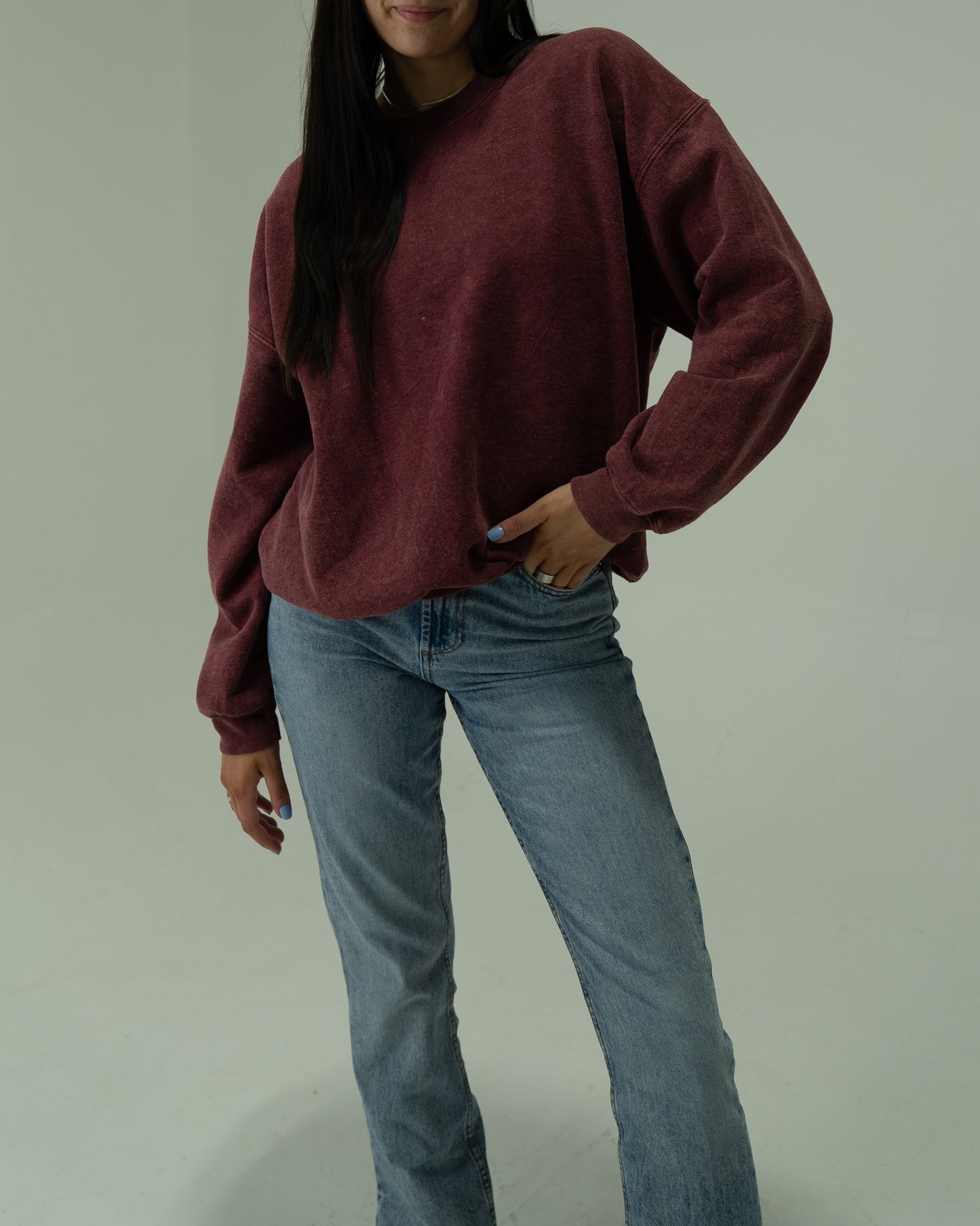 Recycled Washed Crew - Maroon