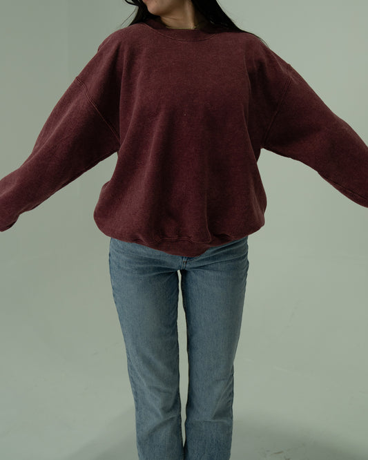 Recycled Washed Crew - Maroon
