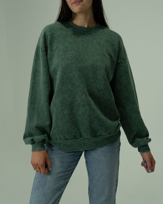 Recycled Washed Crew- Vintage Green